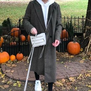 Zara Houndstooth Plaid Coat